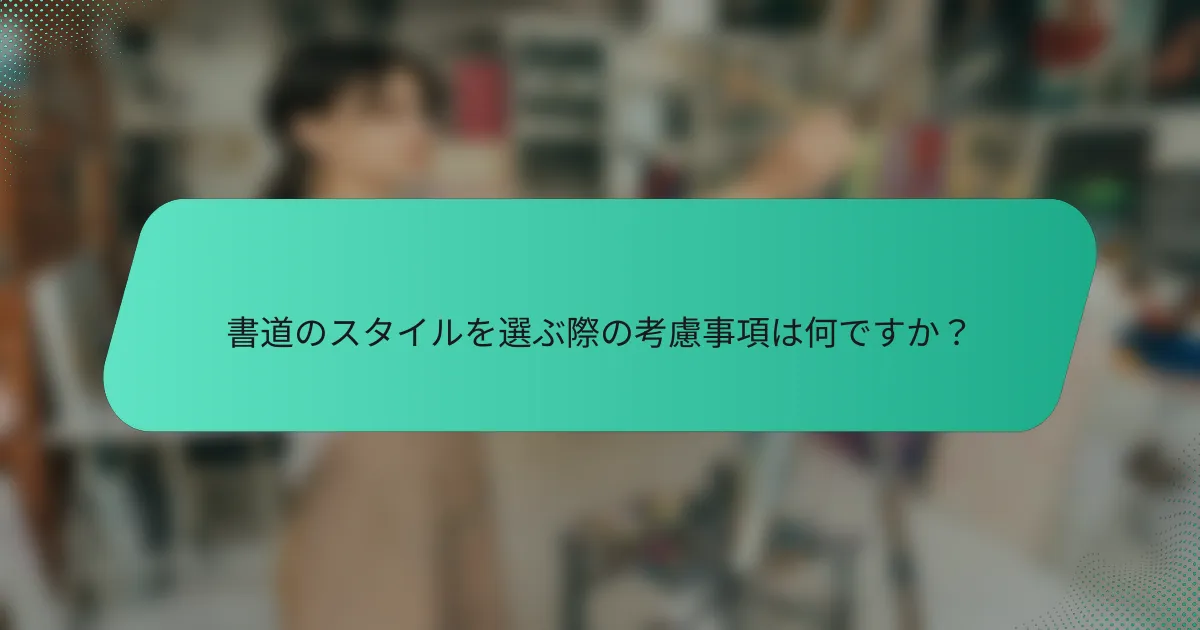 書道のスタイルを選ぶ際の考慮事項は何ですか？